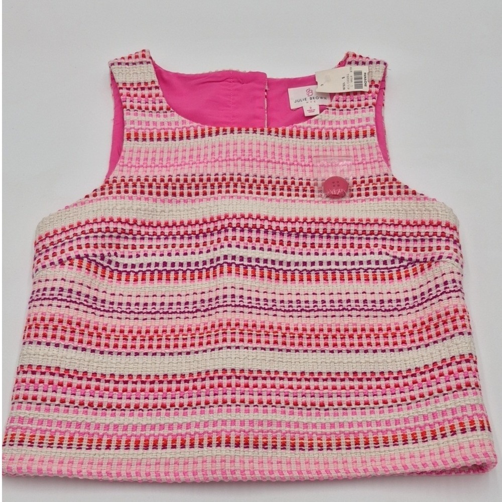 Julie Brown NYC Pink Tweed Sleeveless Top Button Back Size 2 NWT